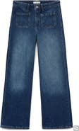 MANGO TEEN Patch Pocket Mid Rise Culotte Wide Leg Jeans