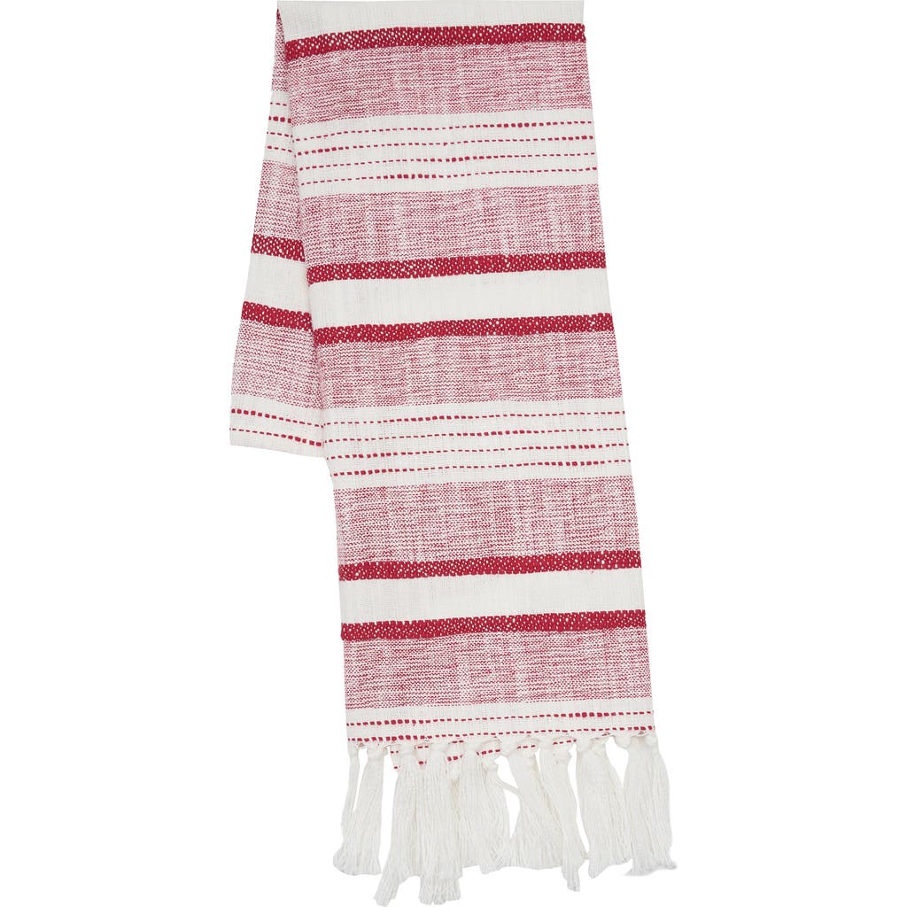Carol & Frank Benn Ruby Tassel Christmas Embroidered Cotton Waffle Weave Dishtowel In Red