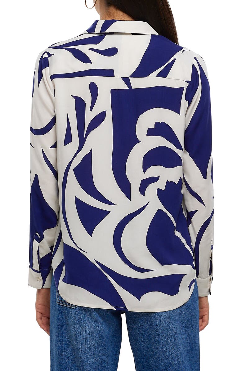 River Island Abstract Print Button-Up Top, Alternate, color,