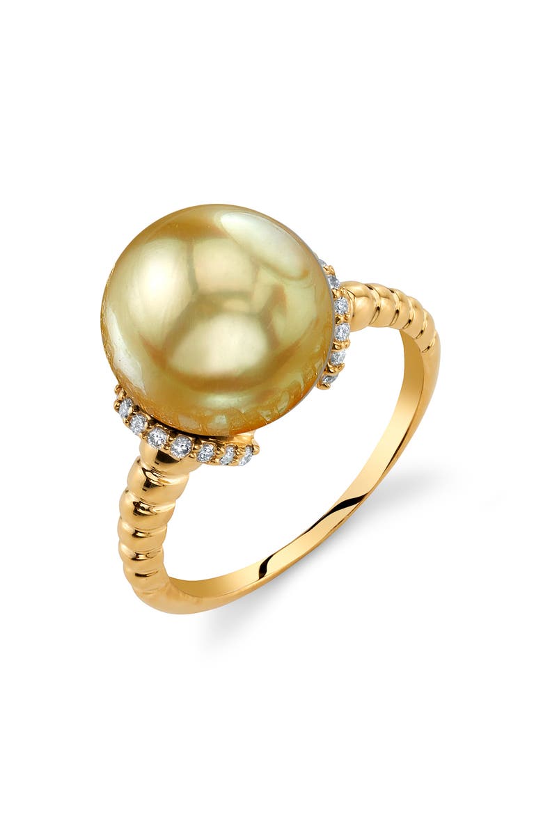 Golden South Sea Pearl & Diamond Jackie Ring, Main, color, Yellow Gold