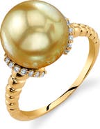 The Pearl Source Golden South Sea Pearl & Diamond Jackie Ring