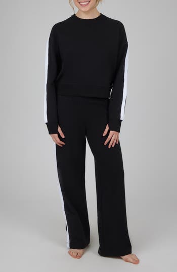 Yogalicious Cloud Plush Meet & Greet Sweatshirt & Pants 2-piece Set In Black