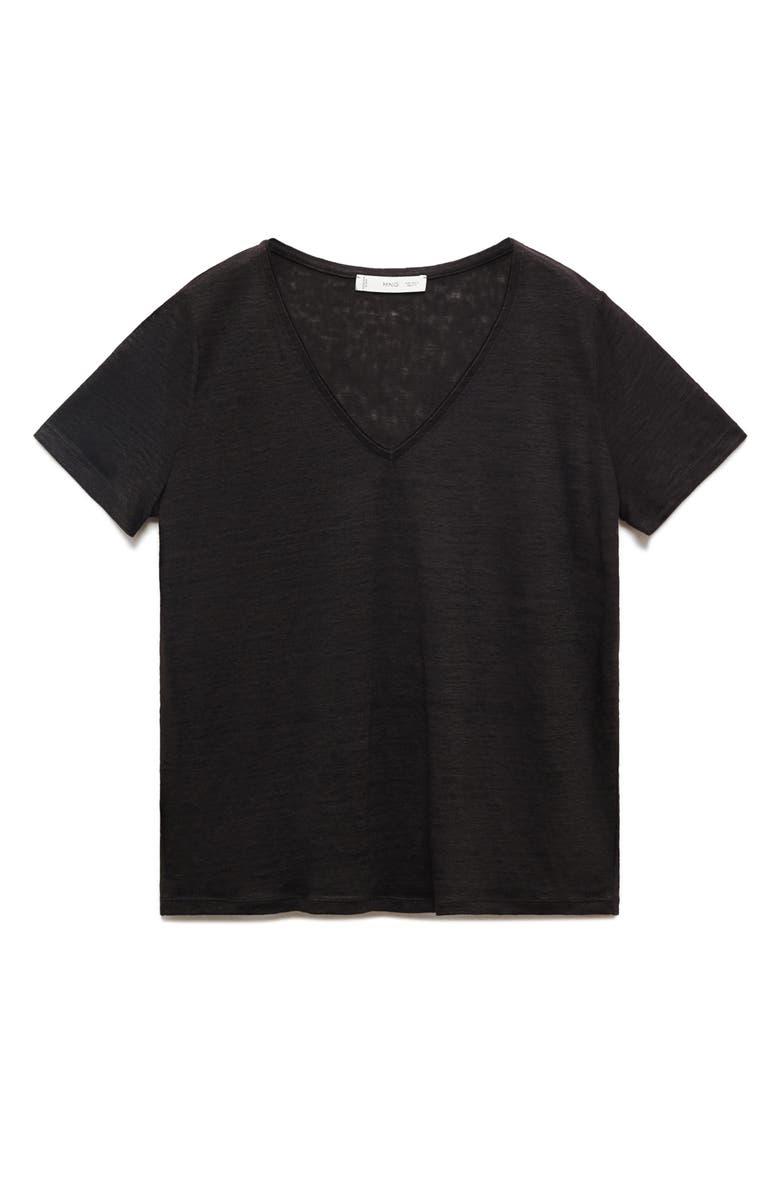 MANGO V-neck Linen T-Shirt, Main, color, 