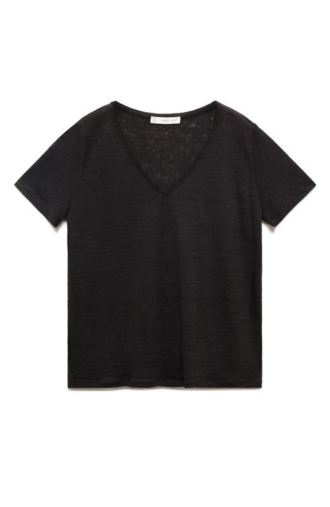 V-neck Linen T-Shirt