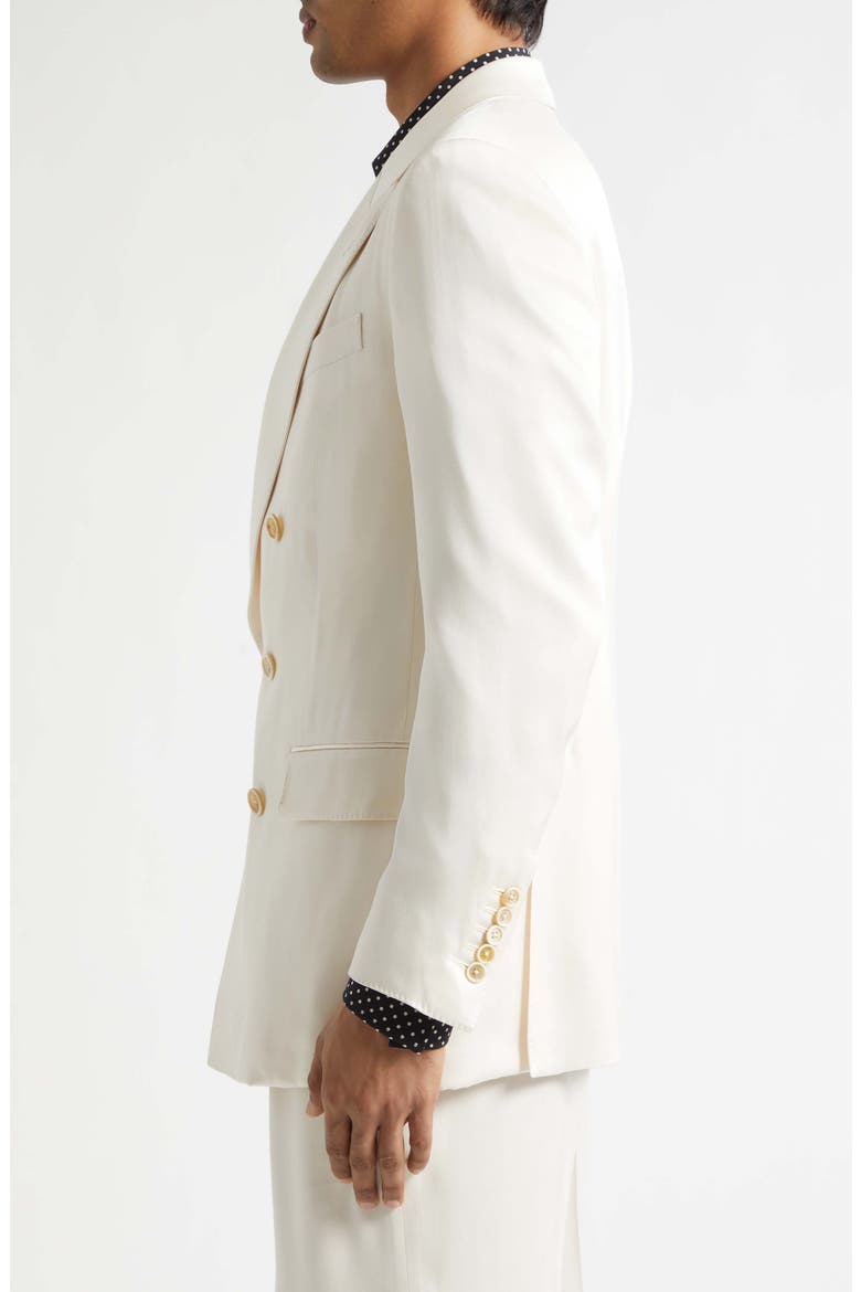 Double Breasted Silk Peached Gabardine Jacket, Alternate, color, IVORY