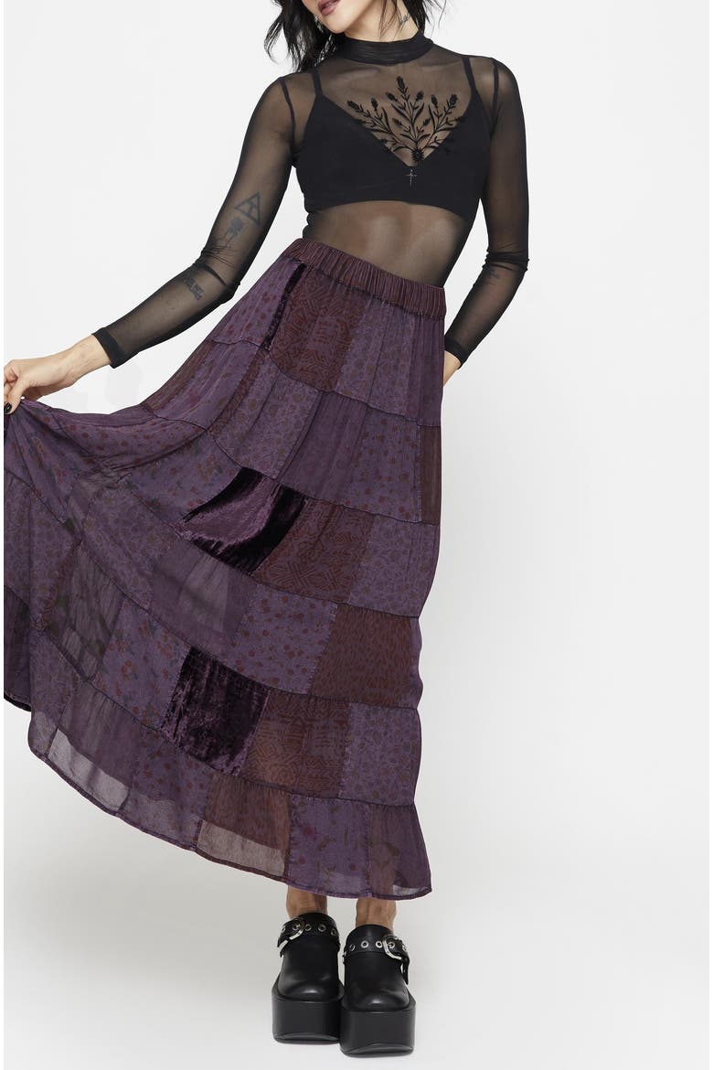 Mabel Floral Patchwork Skirt, Alternate, color, Purple