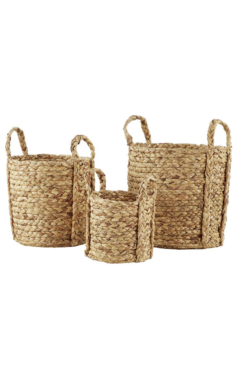 GINGER BIRCH STUDIO Round Natural Seagrass Wicker Basket Planters with Handles - Set of 3, Alternate, color, 