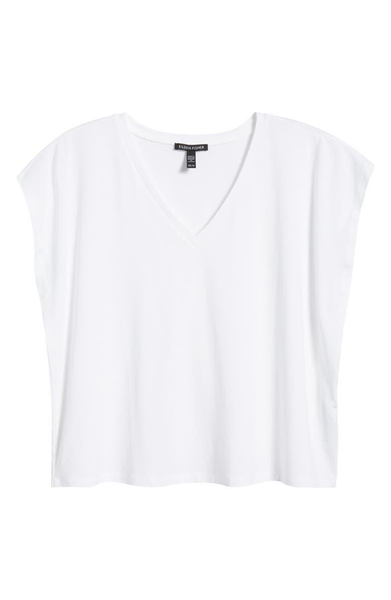 Eileen Fisher V-Neck Boxy T-Shirt, Alternate, color, White