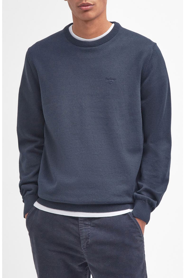 Pima Cotton Crewneck Sweater, Main, color, NAVY