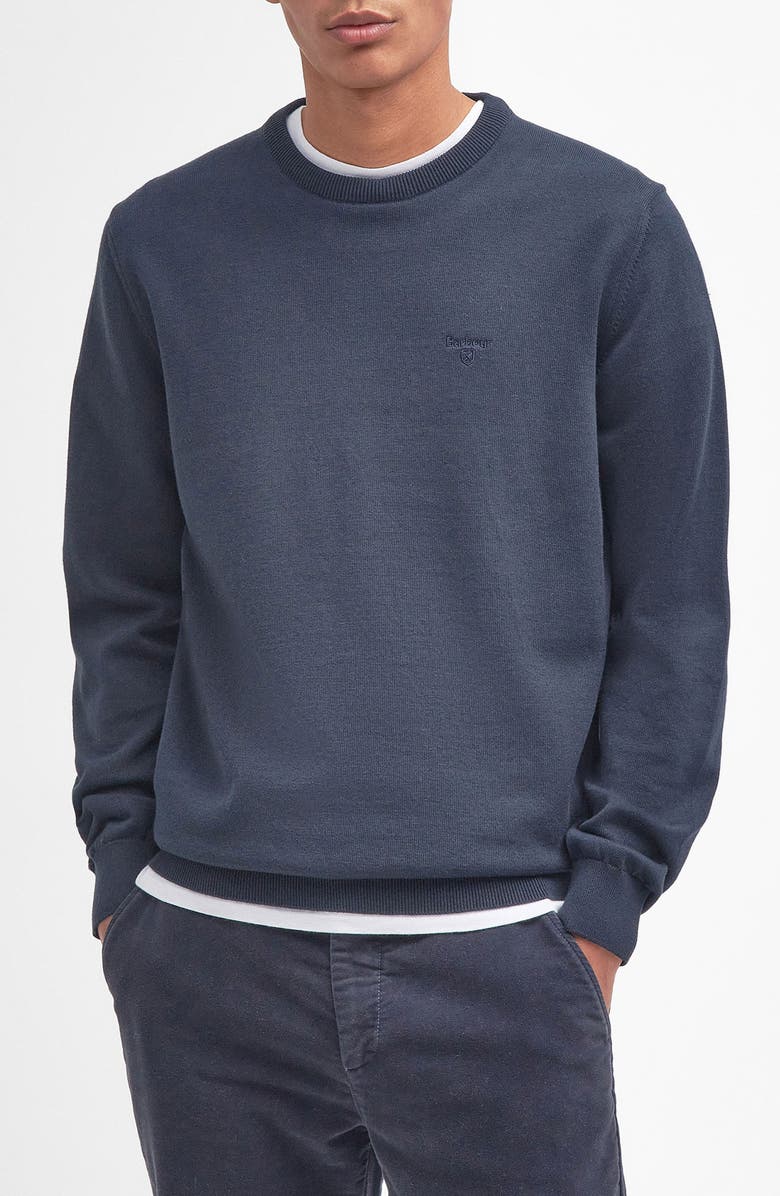 Barbour Pima Cotton Crewneck Sweater, Main, color, Navy