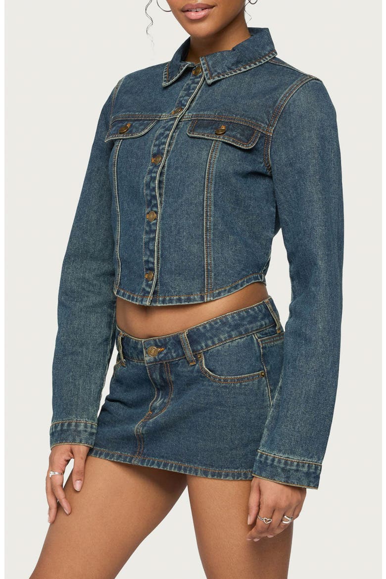 Dayla Cropped Denim Jacket, Alternate, color, TWILIGHT-BLUE