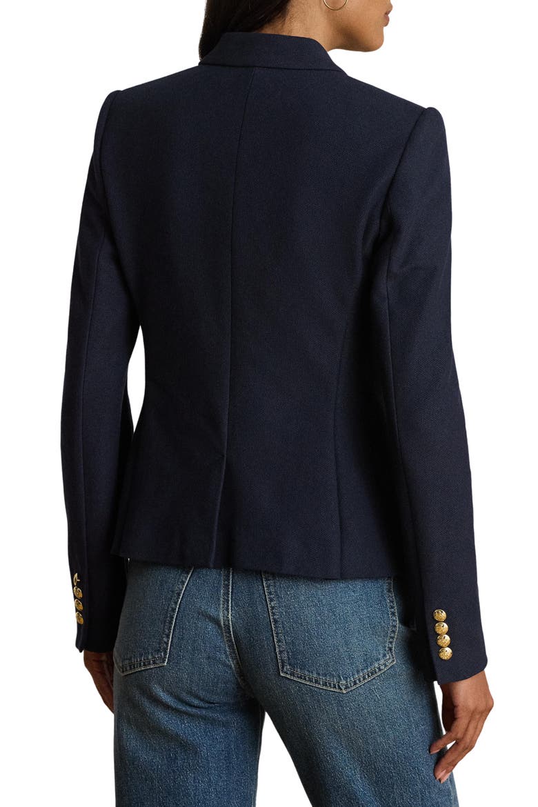 Crest Double Breasted Cotton Piqué Blazer, Alternate, color, LAUREN NAVY