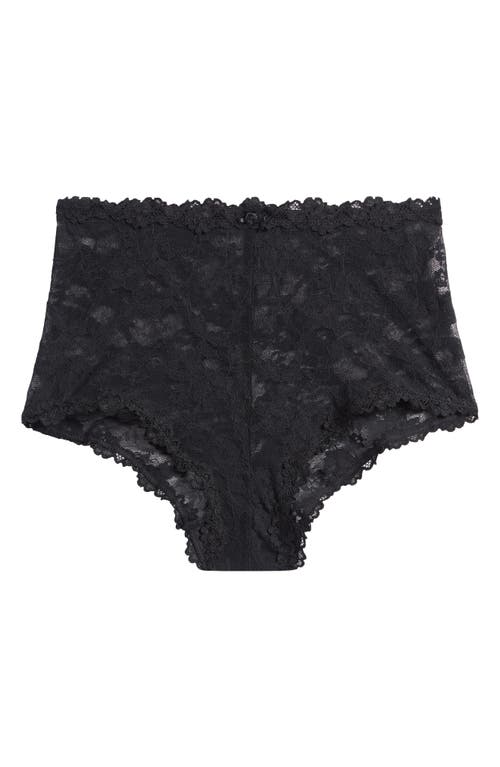 Skims Stretch Lace Boyshorts In Soot