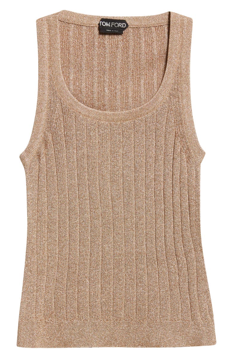 TOM FORD Metallic Rib Tank Top, Alternate, color, Jb212 Beige Pink