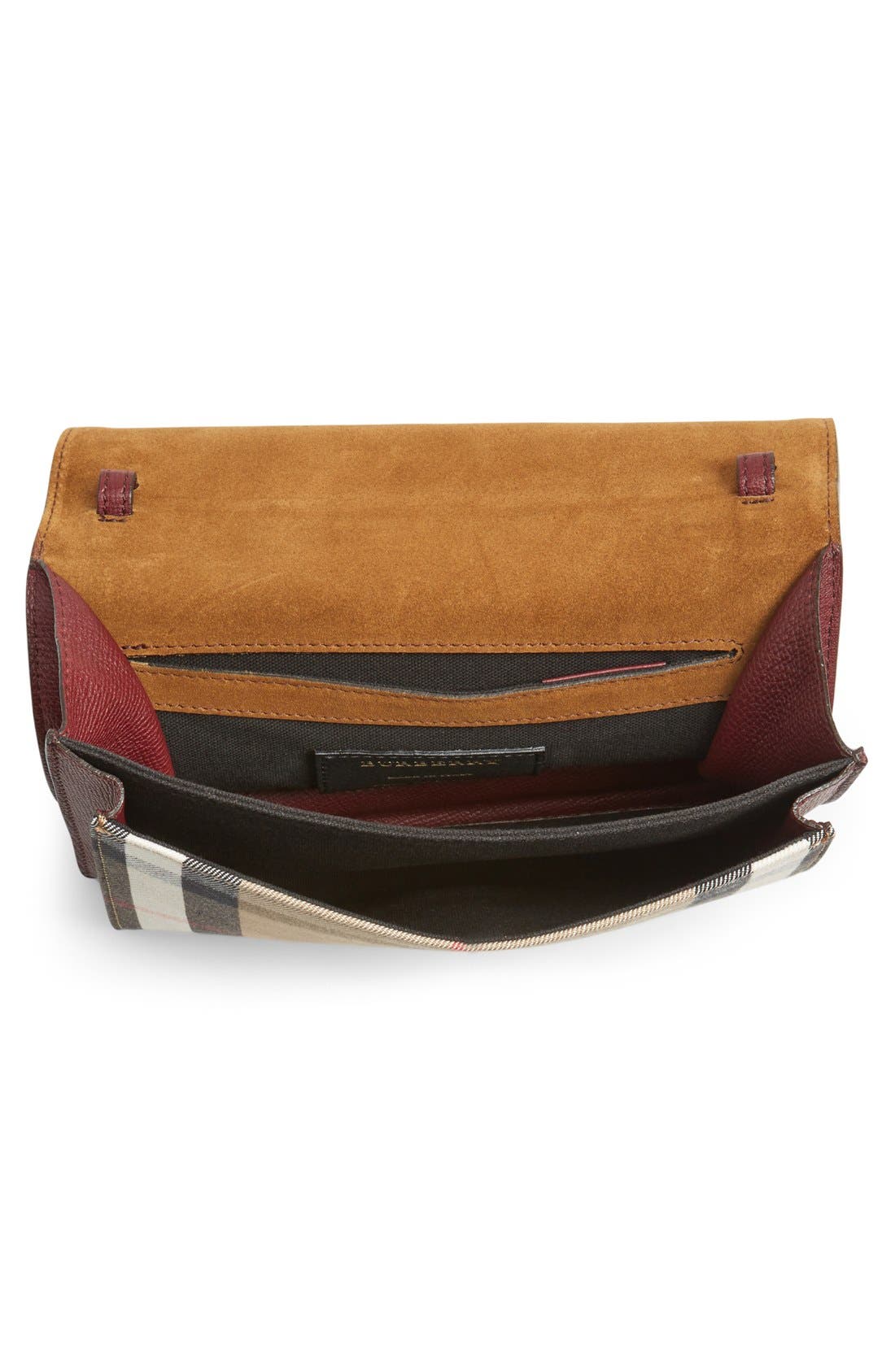 'Small Macken' Check Crossbody Bag, Alternate, color, MAHOGANY RED