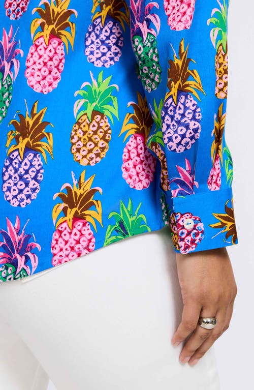 FOXCROFT FOXCROFT ZOEY PINEAPPLE PRINT COTTON BUTTON-UP SHIRT