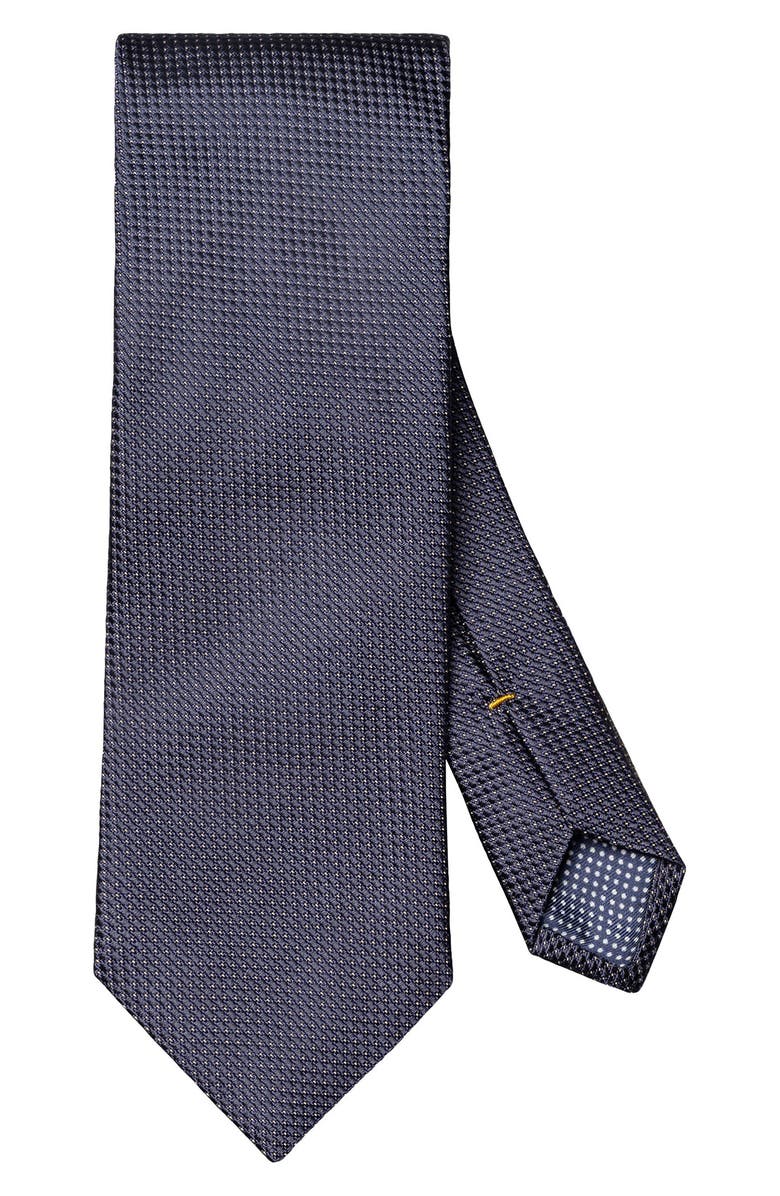 Eton Textured Solid Silk Tie, Main, color, Navy