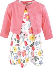 Hudson Baby Two-Piece Cotton Dress and Knit Cardigan Set