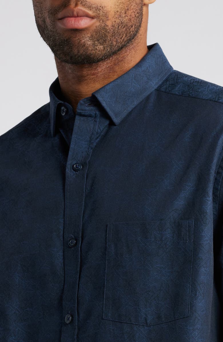 Johnston & Murphy Jacquard Airplane Button-Up Shirt, Alternate, color, 