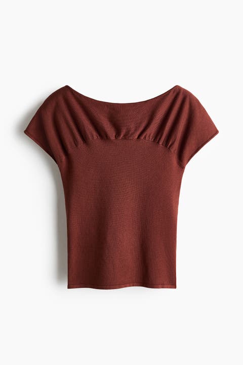 Gathered Cap-sleeved Top