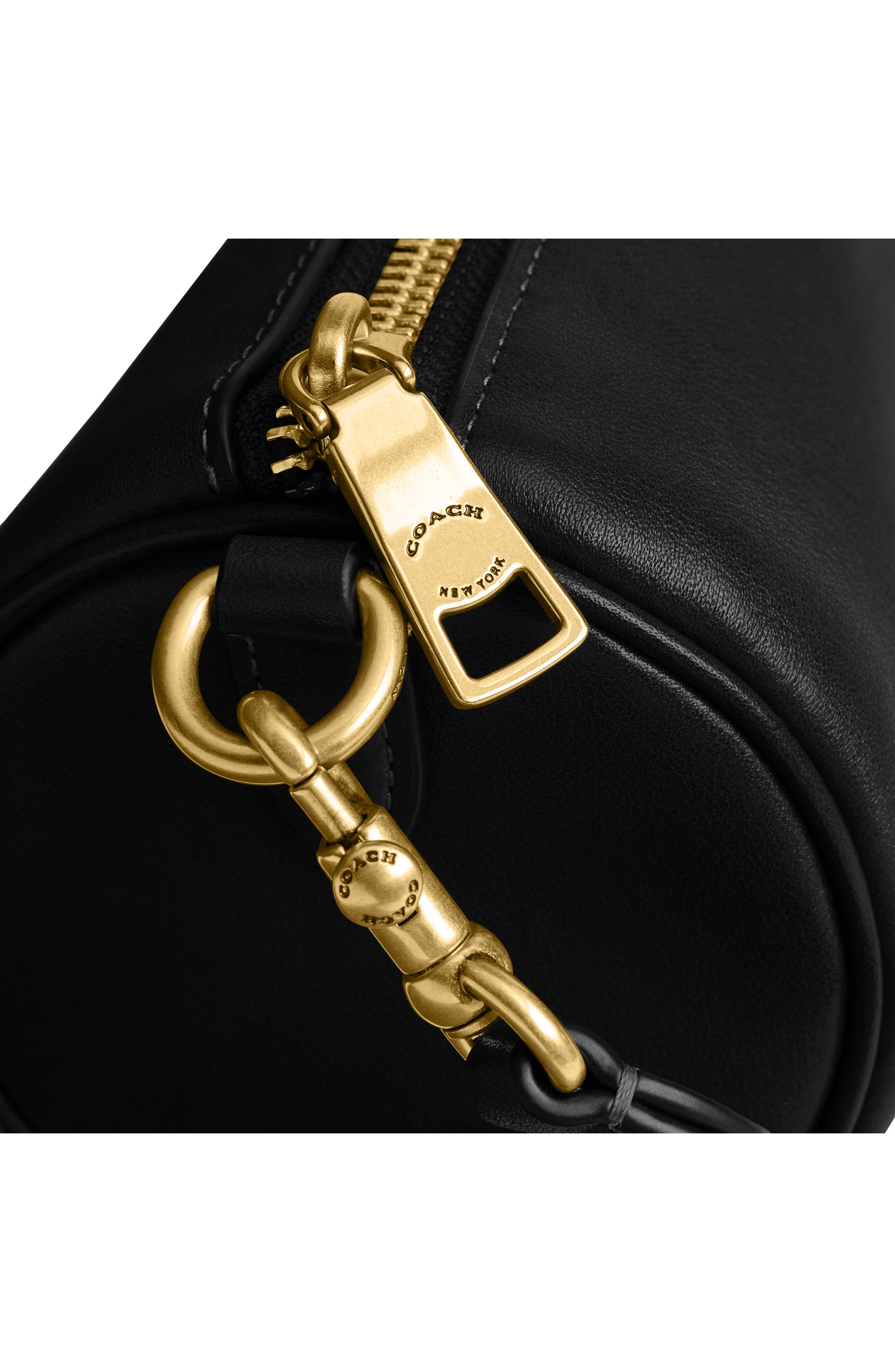 COACH Leather Barrel Bag, Alternate, color, Black