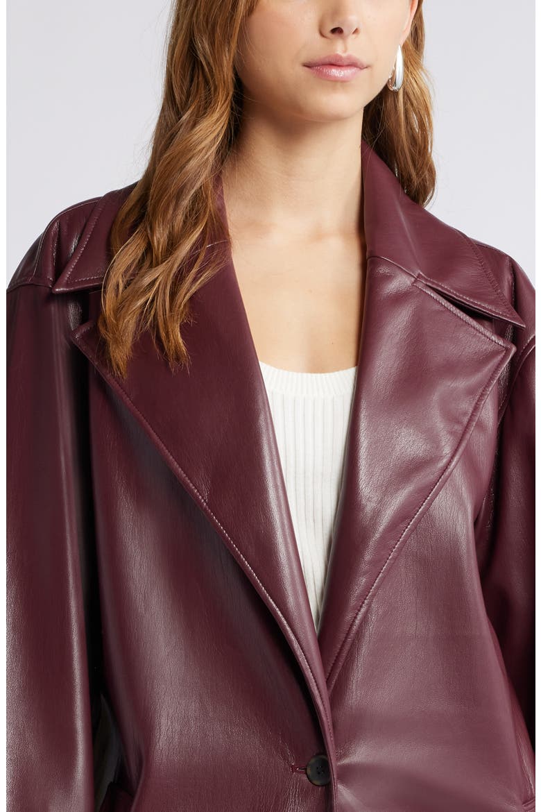 Faux Leather Trench Coat, Alternate, color, BURGUNDY FIELD