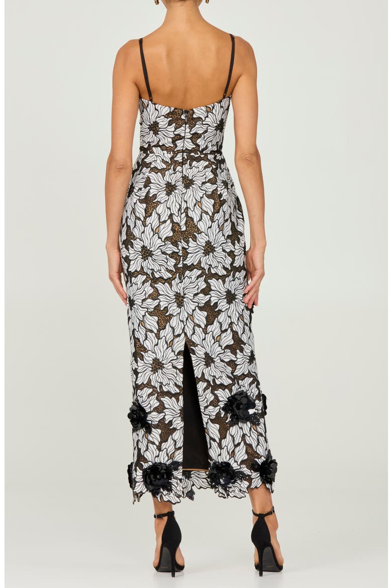 Norah Floral Appliqué Gown, Alternate, color, BLACK/ WHITE