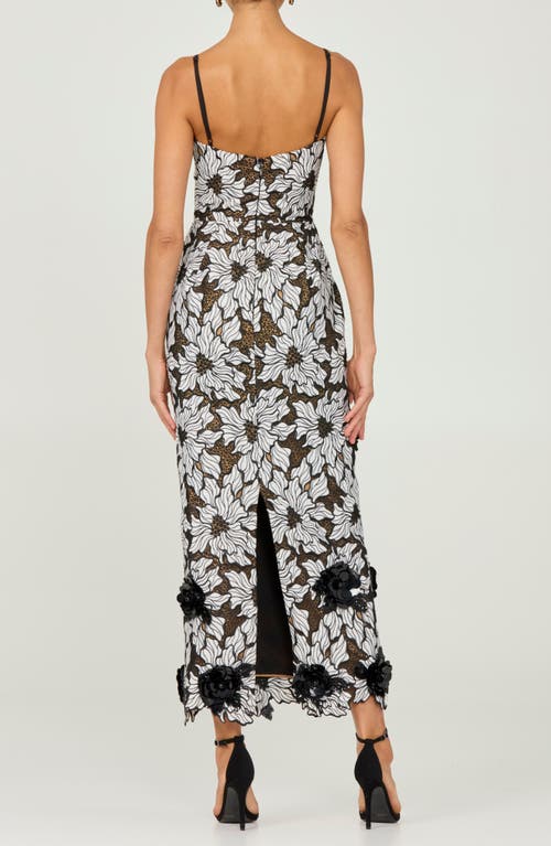 Helsi Norah Floral Appliqué Gown In Black/white