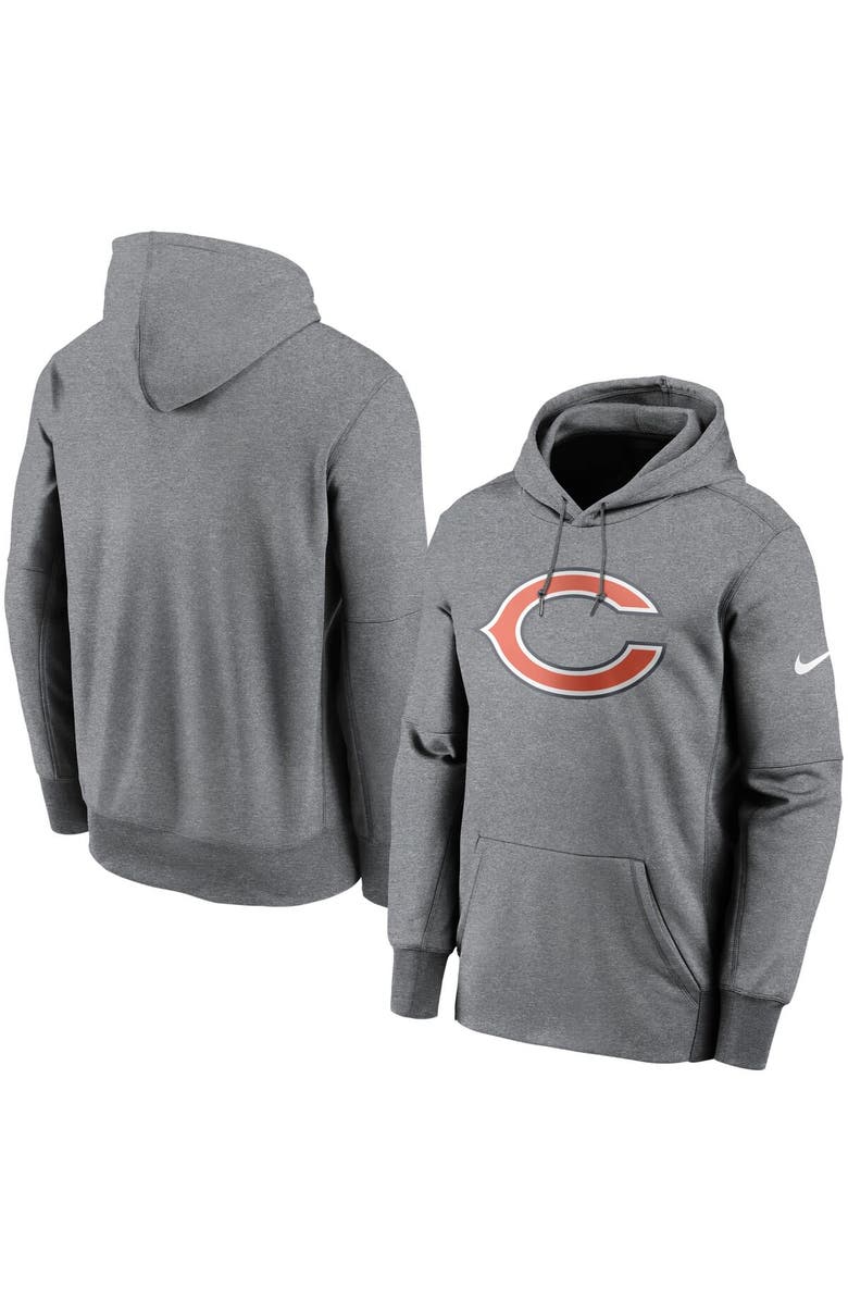 Nike Men's Nike Heathered Charcoal Chicago Bears Fan Gear Primary Logo Therma Performance Pullover Hoodie, Alternate, color, 