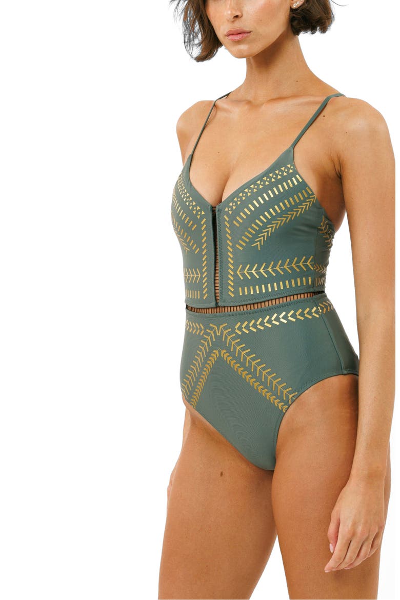 Kim Onepiece Swimsuit, Alternate, color, Olive Gold