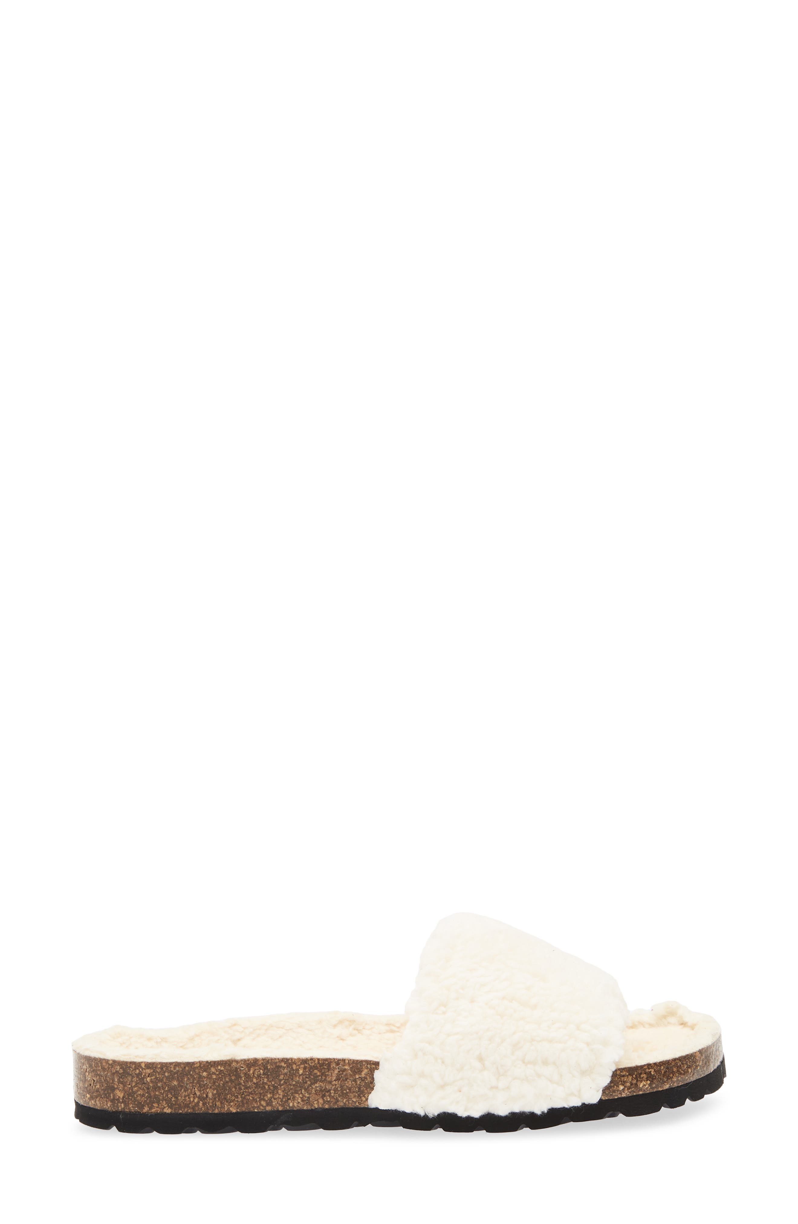 Mylie Faux Fur Slide Sandal, Alternate, color, CREME