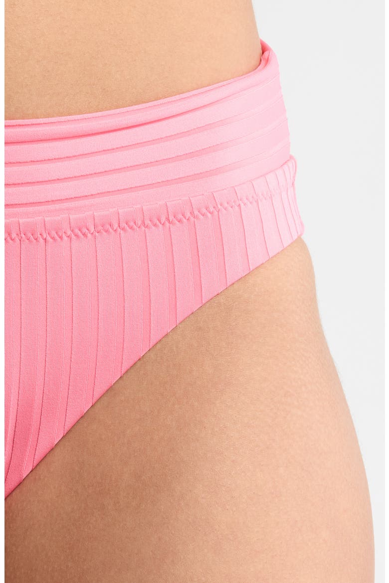 Banded Rib Hipster Bikini Bottoms, Alternate, color, BLOOM PINK