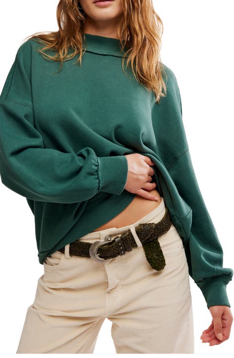 Palm Springs Mock Neck Cotton Fleece Sweatshirt