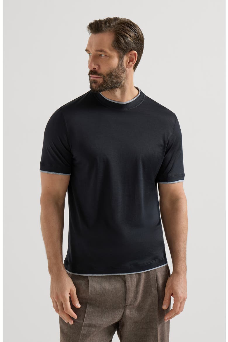 T-shirt with faux-layering, Main, color, Black