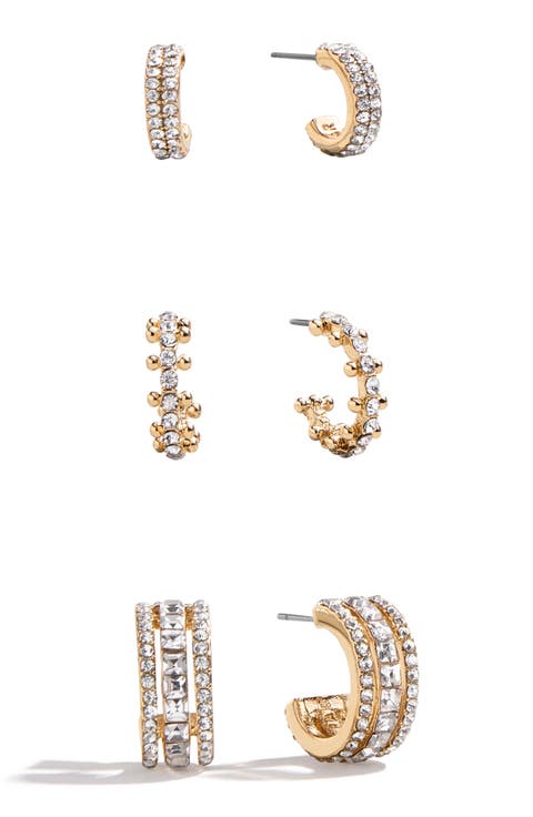 Claudia Set of 3 Crystal Huggie Hoop Earrings