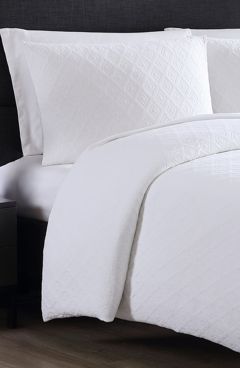 Vera Wang Double Diamond Jacquard Duvet Cover & Shams Set, Alternate, color, White