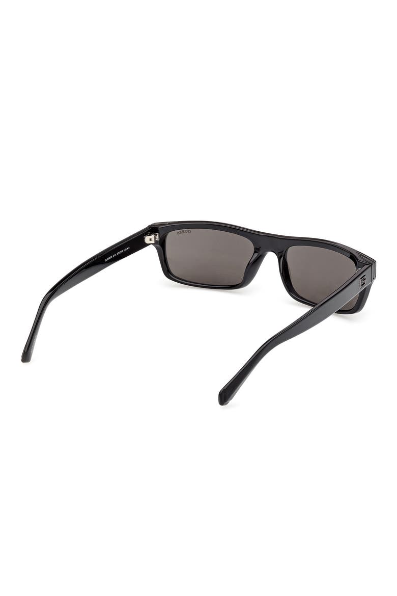 Rectangular Sunglasses, Alternate, color, SHINY BLACK / SMOKE