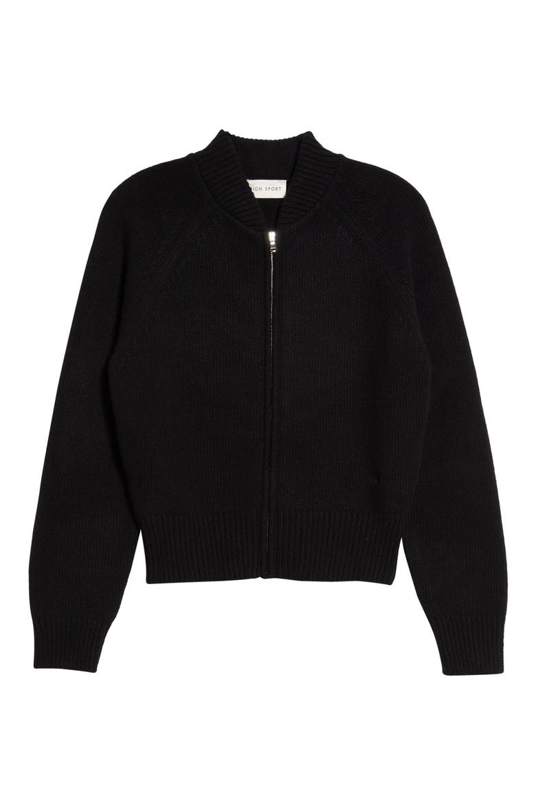 Velma Zip Up Cotton & Cashmere Knit Jacket, Main, color, BLACK