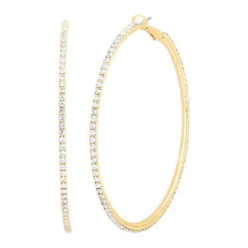 Jessica Simpson Crystal Hoop Earrings In Gold