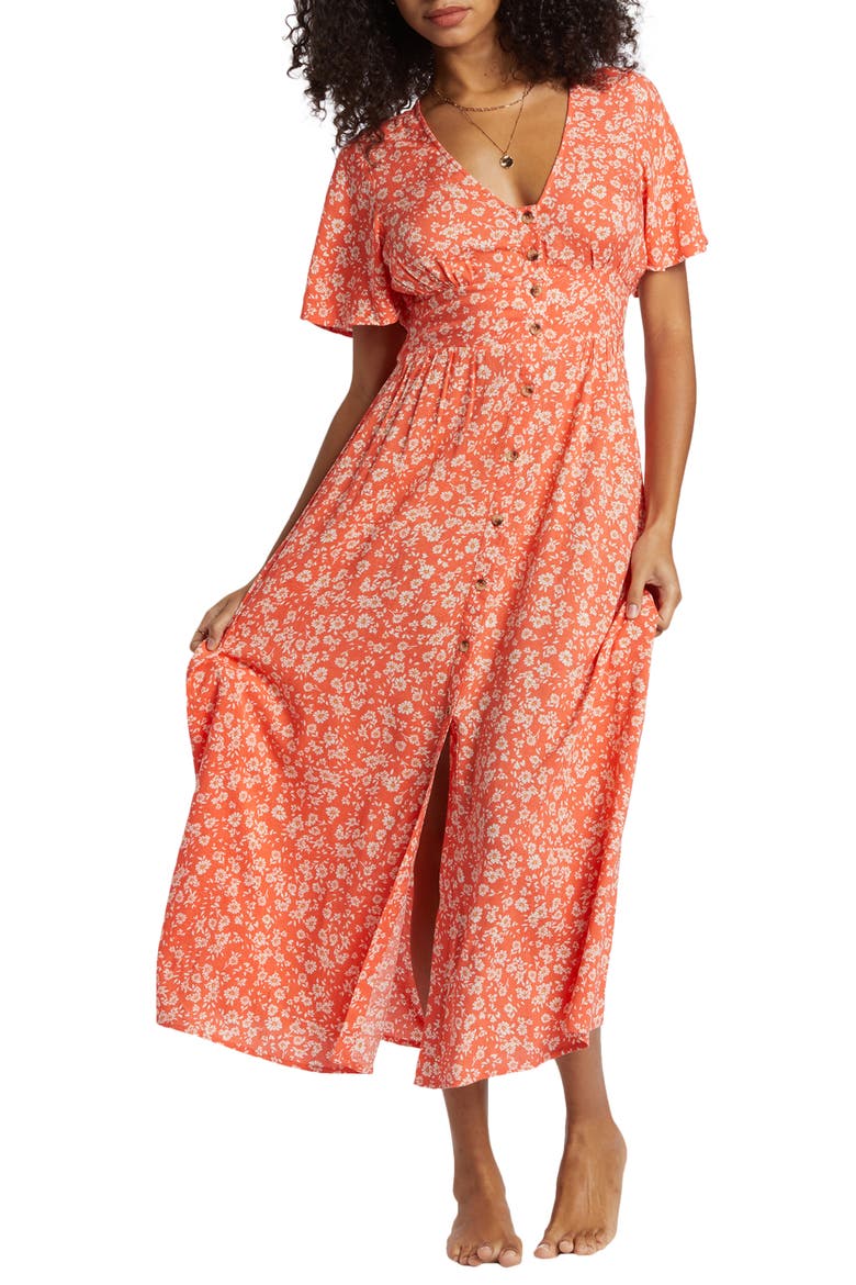 Floral Dreamer Print Maxi Dress, Main, color, PAPAYA