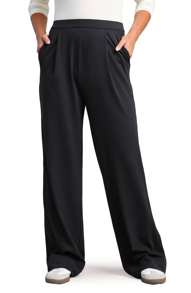 Rhone Revive Pleated Wide Leg Pants, Main, color, Pure Black