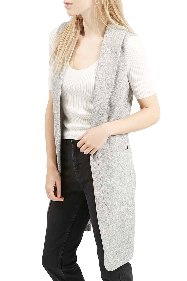 Marled Longline Vest, Main, color, LIGHT GREY