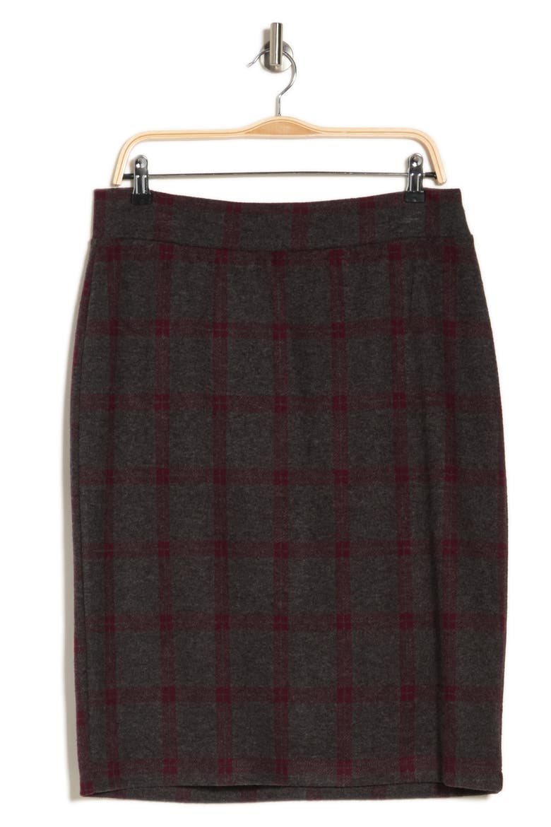 Plaid Pencil Skirt, Alternate, color, CHARCOAL