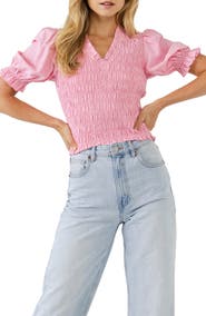 Endless Rose Smocked V-Neck Top