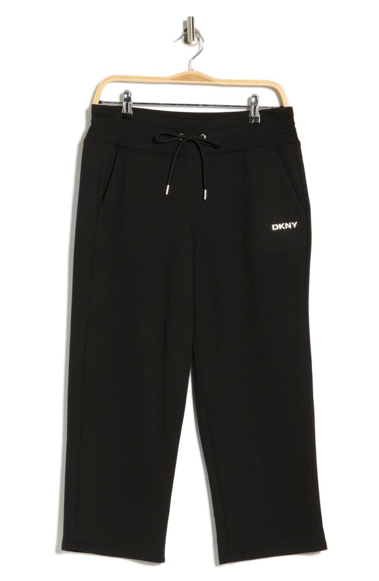 DKNY Drawstring Waist Crop Pants, Main, color, Black