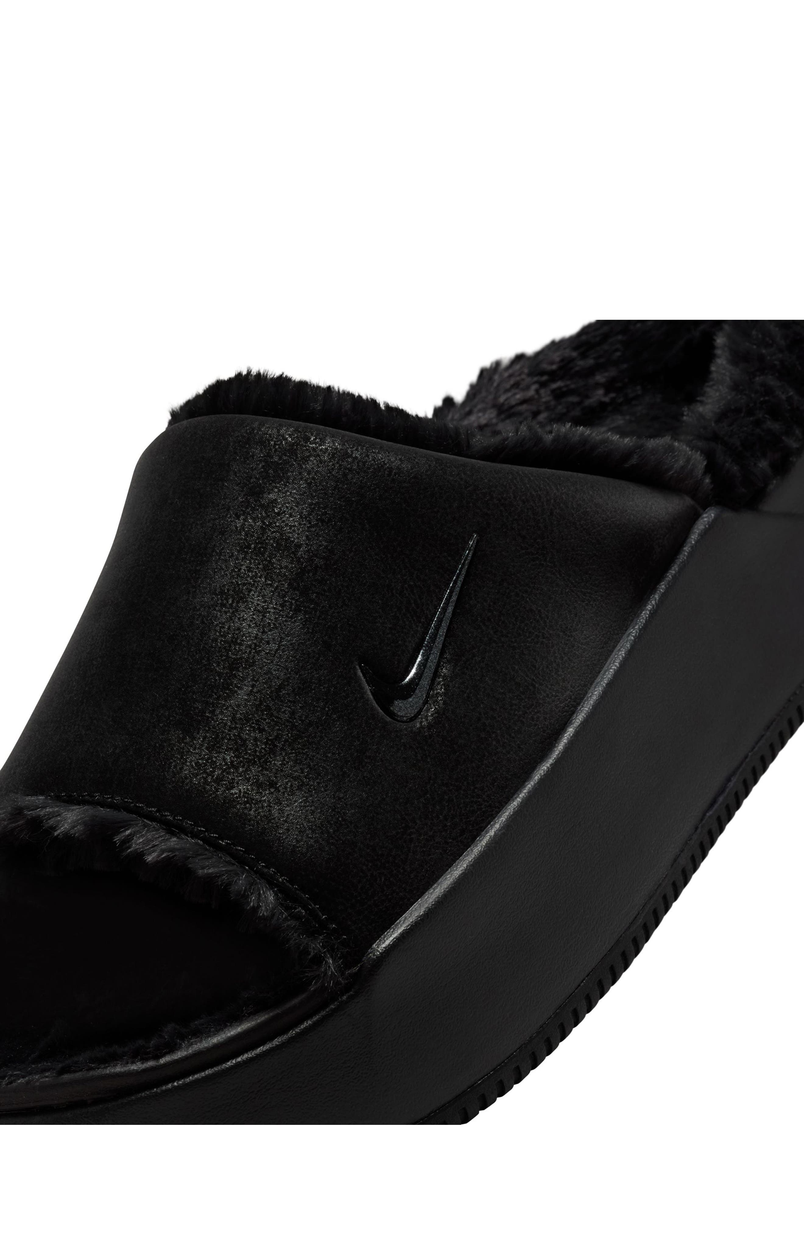 Nike Calm Elevation Faux Fur Lined Platform Slide, Alternate, color, 