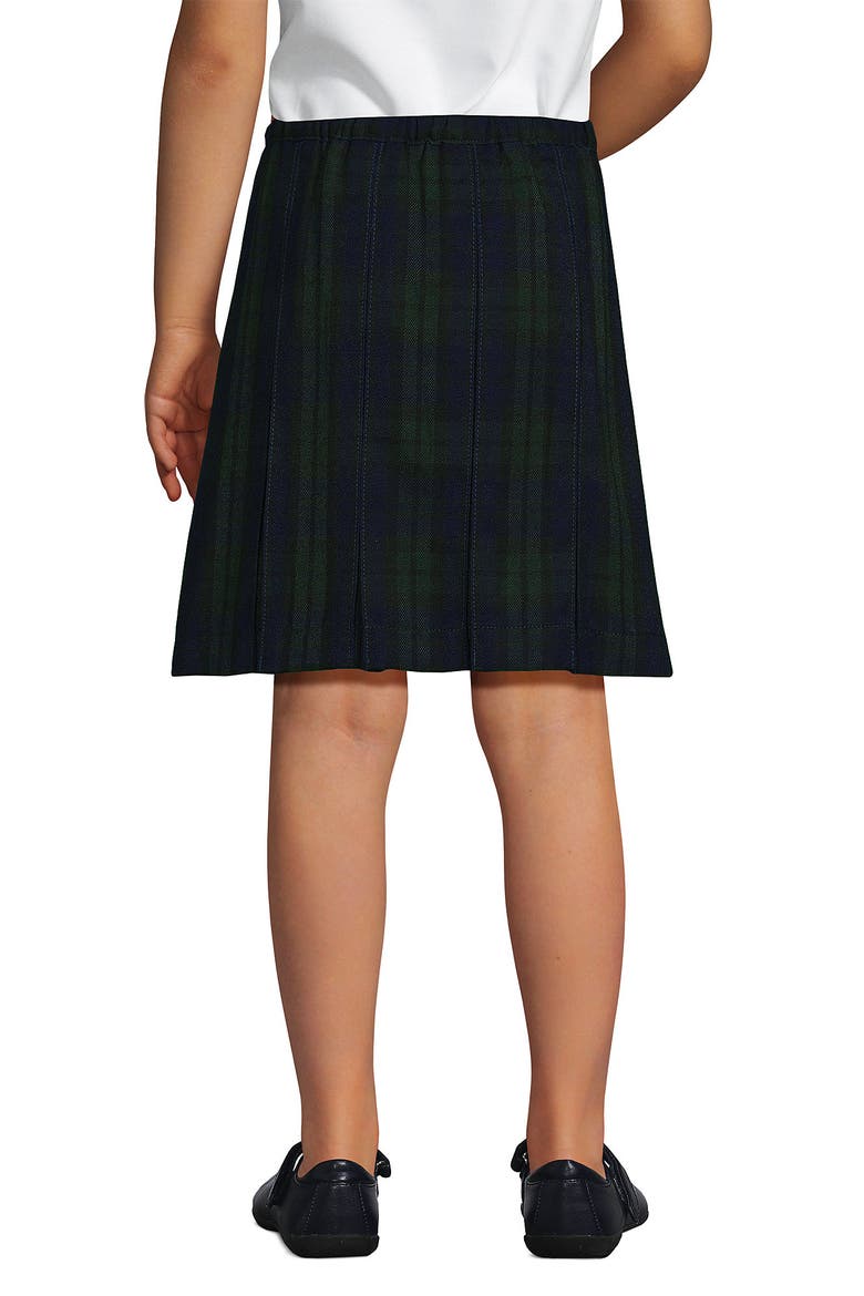 School Uniform Girls Plaid Box Pleat Skirt Top of the Knee, Alternate, color, Classic Navy/Evergreen Plaid