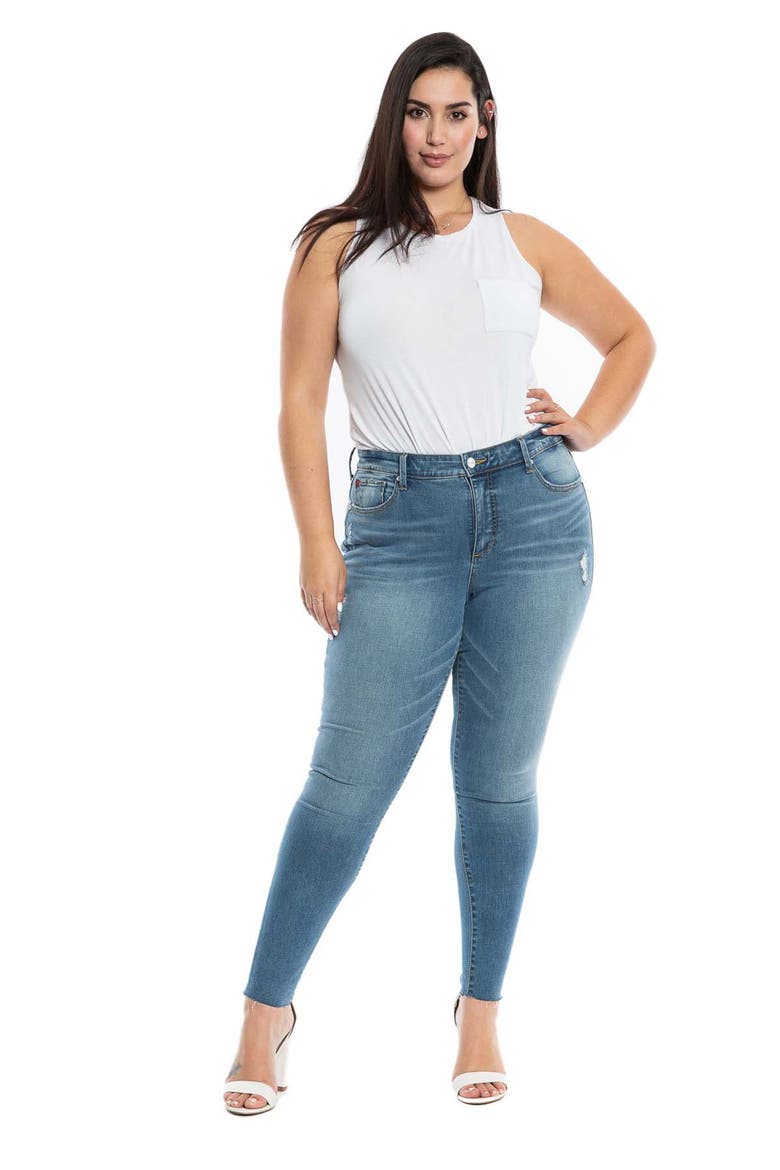 Raw Hem High Waist Skinny Jeans, Alternate, color, PAISLEE