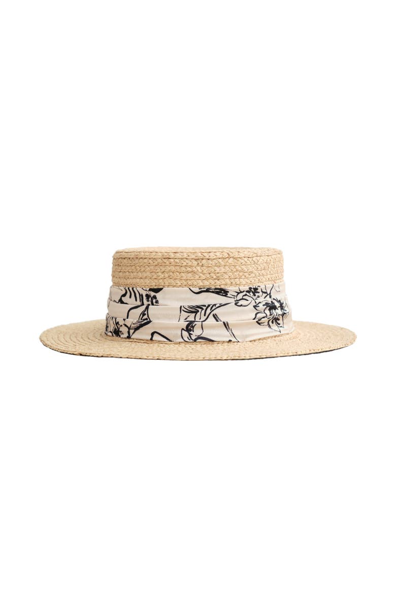 Lost Pattern "La Isla" Straw Hat with Ribbon Band, Main, color, Cream