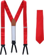 Trafalgar Sutton Solid Color Silk Brace and Necktie Combo